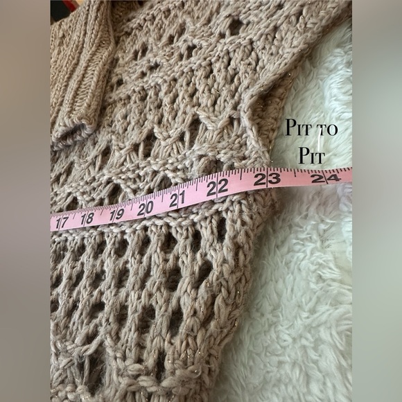 JLo Jennifer Lopez Cowl Neck Sweater | Dusty Rose & Gold Sparkle | Size XL - Picture 4 of 9